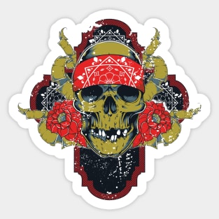 Skull And Flowers Sticker